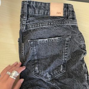 Zara black ripped shorts